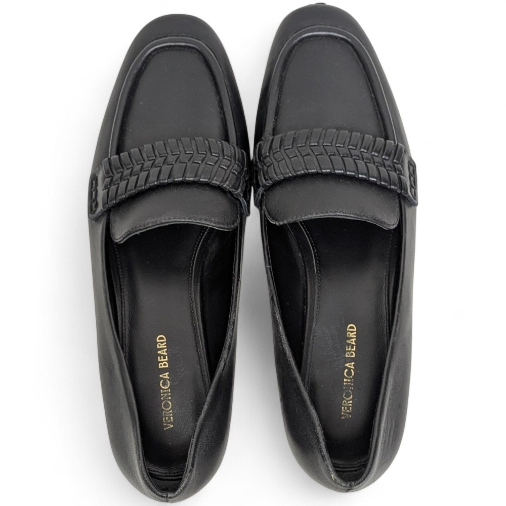 Veronica Beard Arlie Black Nappa Leather Braided Loafers Italy 6.5M - Picture 6 of 10